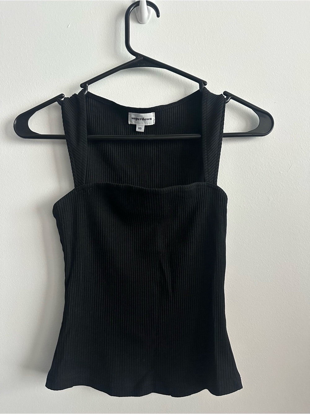 superdown Black Ribbed Square-Neck Tank - Picture 4 of 5